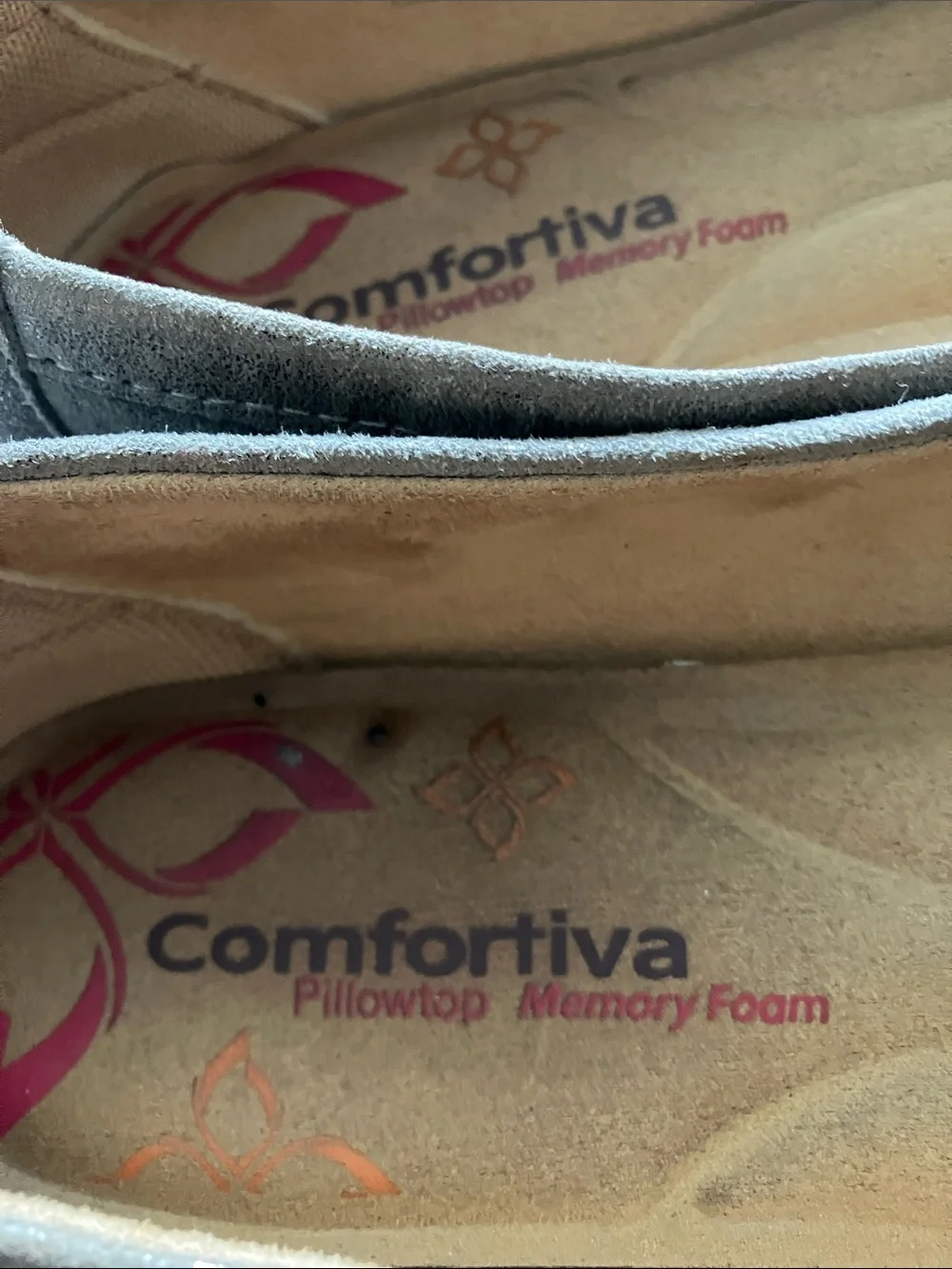 Comfortiva Taupe Braided leather Ballet Flats with Gunmetal Rings